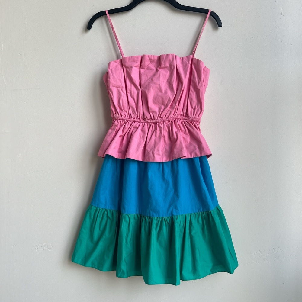 Milly Nina Poplin Cotton Colorblock Dress